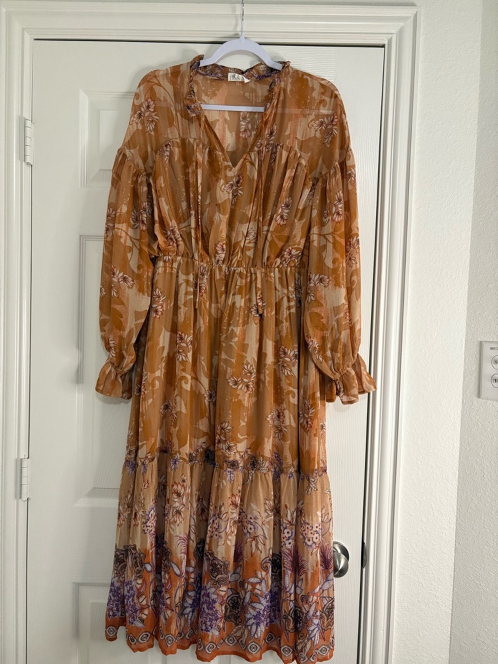 &merci Orange Floral Boho Maxi Dress